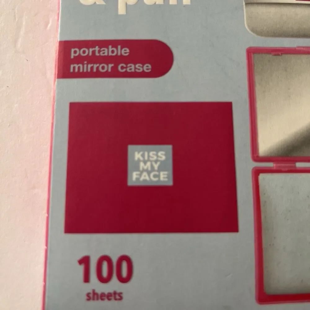 Kiss My Face Blotting Paper 100 Oil Absorbing Sheets , Puff,Mirror Pop Up Brush